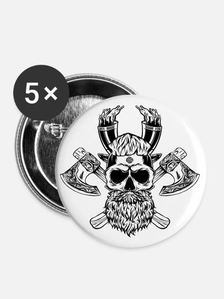 WIKINGER VIKINGS WALHALLA - Buttons klein 25 mm (5er Pack) - Weiß