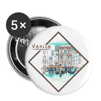Venedig Venise Venezia Italien Italie Souvenirs - Lot de 5 petits badges (25 mm) - blanc - Devant