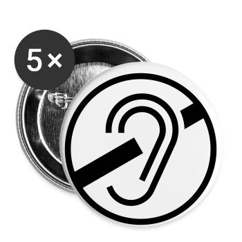 Gehörlosigkeit Symbol - Buttons klein 25 mm (5er Pack) - Weiß - Vorne