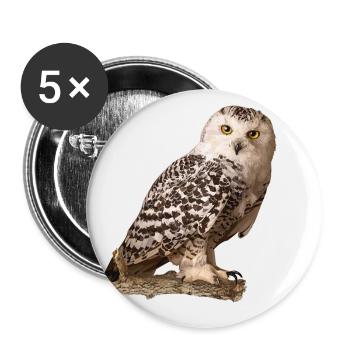 Schnee-Eule - Buttons klein 25 mm (5er Pack) - Weiß - Vorne