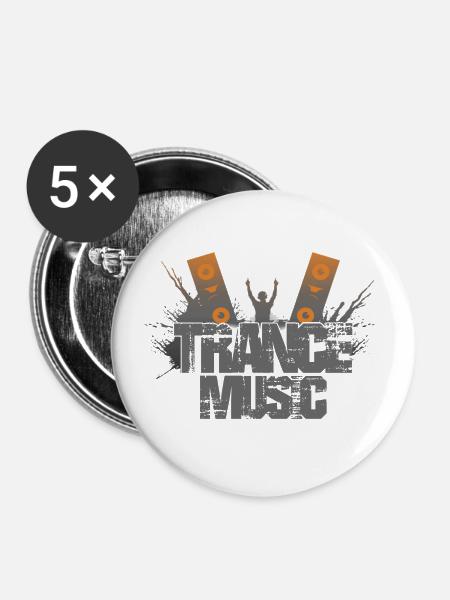 Trance Musik DJ - Buttons klein 25 mm (5er Pack) - Weiß