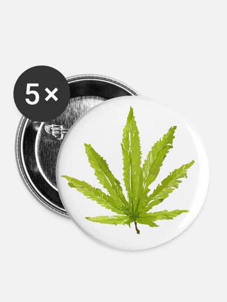 Hanfblatt - Buttons klein 25 mm (5er Pack) - Weiß