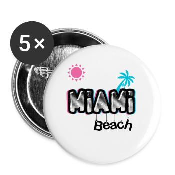 MIAMI Beach pink /blue logo - Buttons small 1''/25 mm (5-pack) - white - Front