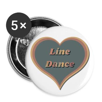 Line dance heart - Buttons small 1''/25 mm (5-pack) - white - Front