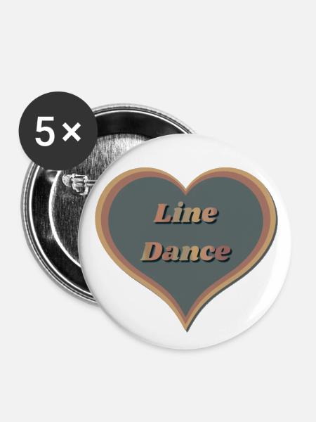 Line dance Herz - Buttons klein 25 mm (5er Pack) - Weiß