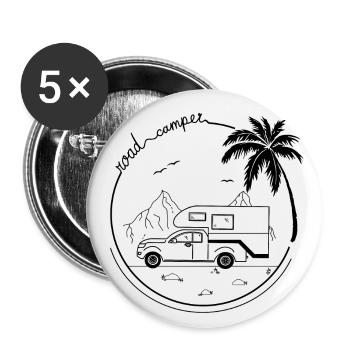 Road Camper - Buttons klein 25 mm (5er Pack) - Weiß - Vorne