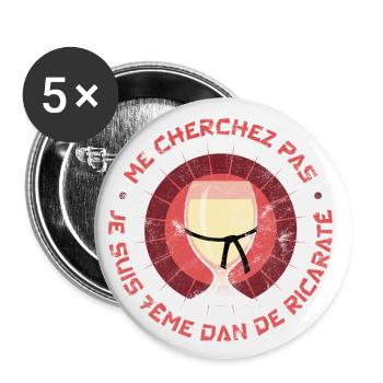 7ème Dan de Ricaraté - Humour Apéro Pastis Alcool - Lot de 5 petits badges (25 mm) - blanc - Devant