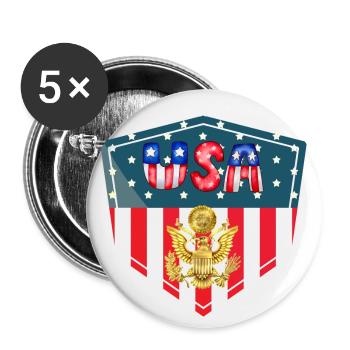 USA, stars and belts - Buttons small 1''/25 mm (5-pack) - white - Front