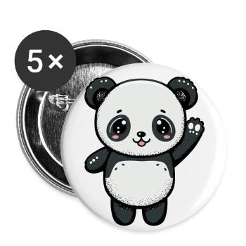 Kawaii Panda, to love - Buttons small 1''/25 mm (5-pack) - white - Front