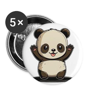 Kawaii Panda, to love - Buttons small 1''/25 mm (5-pack) - white - Front