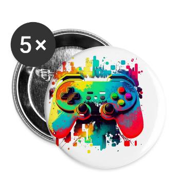 Game Retro - Buttons klein 25 mm (5er Pack) - Weiß - Vorne
