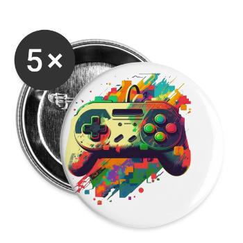 Retro Console - Buttons small 1''/25 mm (5-pack) - white - Front