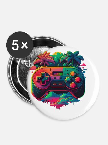 Retro Konsole - Buttons klein 25 mm (5er Pack) - Weiß