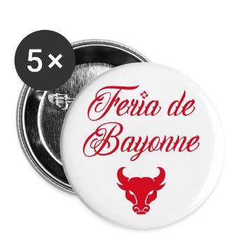Feria de Bayonne idée cadeau - Lot de 5 petits badges (25 mm) - blanc - Devant
