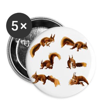 Écureuil - Lot de 5 petits badges (25 mm) - blanc - Devant