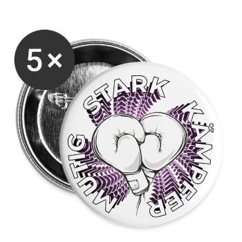 Kämpfer - mutig - stark - Herz - Boxhandschuhe - Buttons klein 25 mm (5er Pack) - Weiß - Vorne