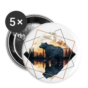 Ours abstrait dans les montagnes - Lot de 5 petits badges (25 mm) - blanc - Devant