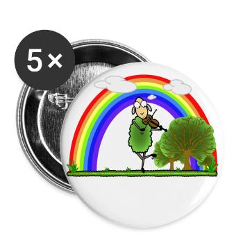 Folk Violin Sheep - Buttons small 1''/25 mm (5-pack) - white - Front