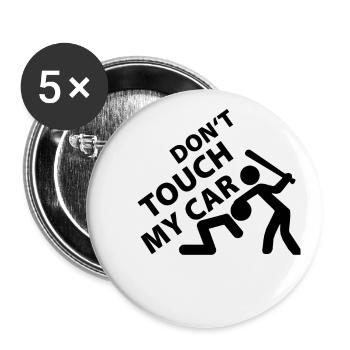 Don't Touche my Car - Lot de 5 petits badges (25 mm) - blanc - Devant