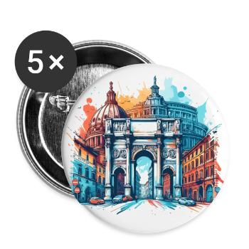 ROME VIBRANTE : UN APERÇU COLORÉ DE LA SPLENDEUR ITALIENNE - Lot de 5 petits badges (25 mm) - blanc - Devant