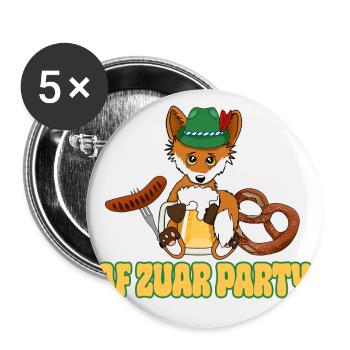 Bayrisches Volksfest - Af zuar Party - Buttons klein 25 mm (5er Pack) - Weiß - Vorne