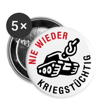 Nie wieder kriegstüchtig - Buttons klein 25 mm (5er Pack) - Weiß - Vorne