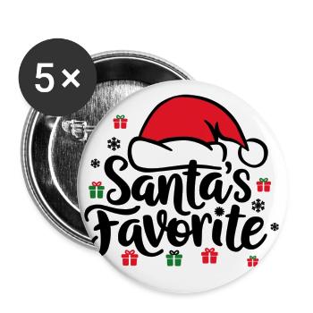 Santas Favorite – Weihnachtsmann-Mütze - Buttons klein 25 mm (5er Pack) - Weiß - Vorne