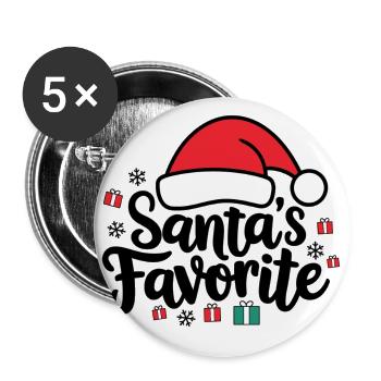 Santas Favorite – Weihnachtsmann-Mütze - Buttons klein 25 mm (5er Pack) - Weiß - Vorne
