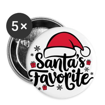 Santas Favorite – Weihnachtsmann-Mütze - Buttons klein 25 mm (5er Pack) - Weiß - Vorne