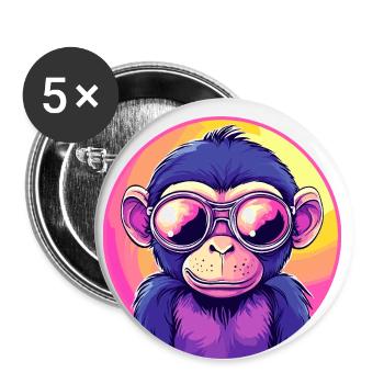 Neon Affe mit Sonnenbrille - Buttons klein 25 mm (5er Pack) - Weiß - Vorne