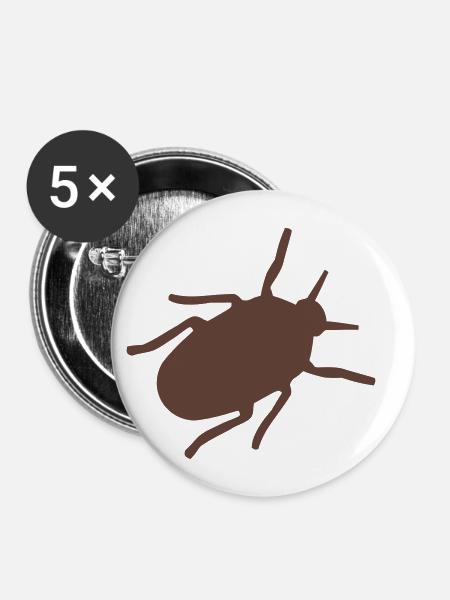 Weiß Käfer Buttons / Anstecker - Buttons klein 25 mm (5er Pack) - Weiß