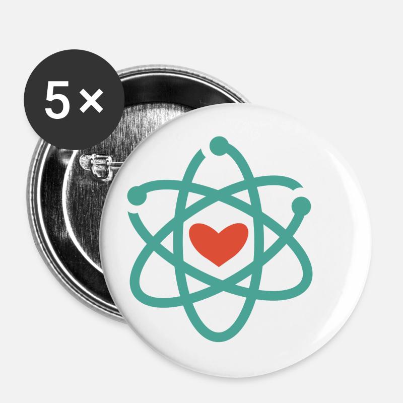 Nous aimons la science! - Lot de 5 petits badges (25 mm) - blanc
