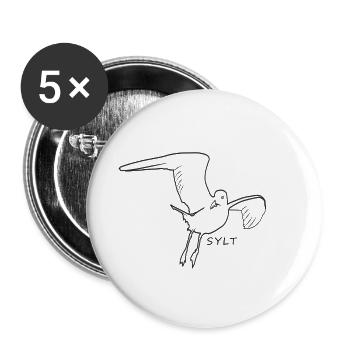 Möve Sylt Vogel Nordsee Geschenk - Buttons klein 25 mm (5er Pack) - Weiß - Vorne