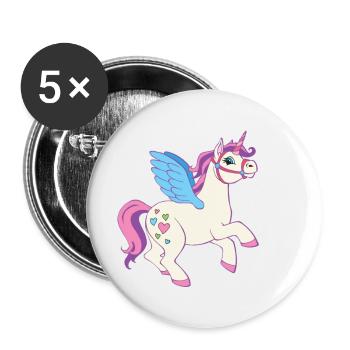 Licorne pour les filles - Lot de 5 petits badges (25 mm) - blanc - Devant