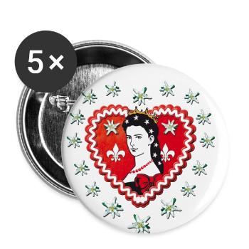 Cœur de pain d’épice belle impératrice Elisabeth Portrait 63 - Lot de 5 petits badges (25 mm) - blanc - Devant