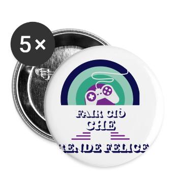 Gaming Gamer Funny Gift - Lot de 5 petits badges (25 mm) - blanc - Devant