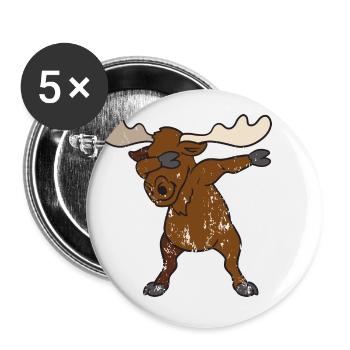 Retro Vintage Grunge Style Dabbing Dab Elche - Buttons klein 25 mm (5er Pack) - Weiß - Vorne