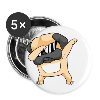 Dabbing Dab Pug Chiens - Lot de 5 petits badges (25 mm) - blanc - Devant