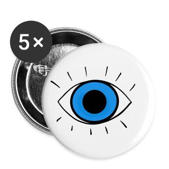 Auge, Schutz Symbol, Amulett, Weisheit & Stärke - Buttons klein 25 mm (5er Pack) - Weiß - Vorne