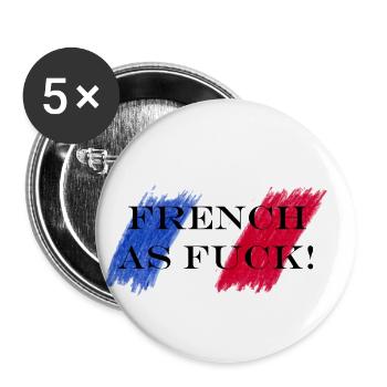 Français comme fuck français et ainsi de suite de la France - Lot de 5 petits badges (25 mm) - blanc - Devant