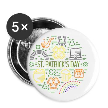 St. Patrick's Day - Buttons klein 25 mm (5er Pack) - Weiß - Vorne