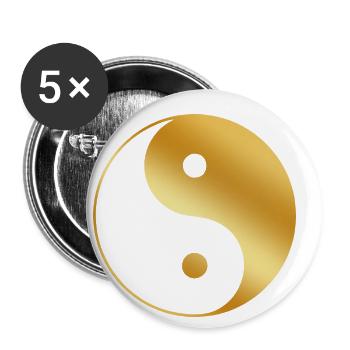 Yin Yang gold - Buttons small 1''/25 mm (5-pack) - white - Front