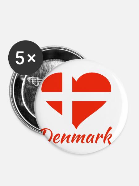 Denmark - Buttons klein 25 mm (5er Pack) - Weiß