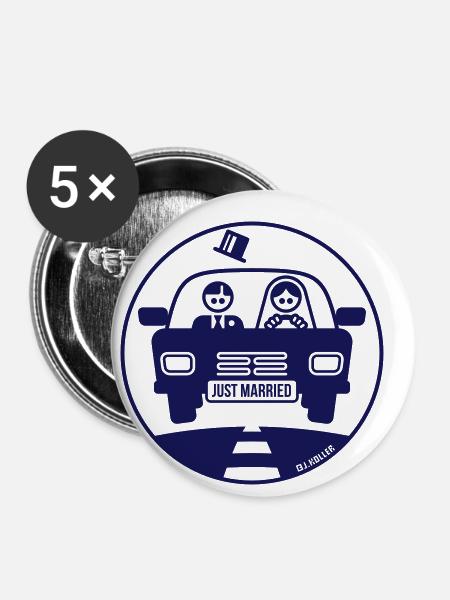 Just Married – Flitterwochen (1C) - Buttons klein 25 mm (5er Pack) - Weiß