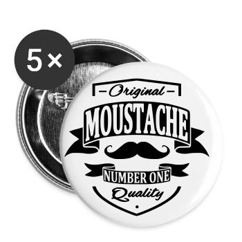 Moustache - Lot de 5 petits badges (25 mm) - blanc - Devant