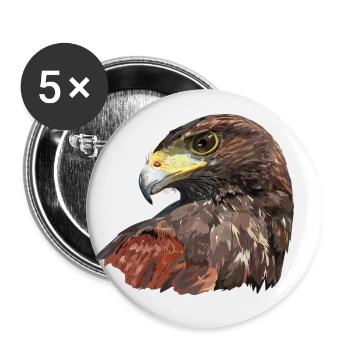 Red and black hawk - Buttons small 1''/25 mm (5-pack) - white - Front