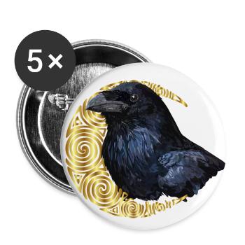 Corbeau - Lot de 5 petits badges (25 mm) - blanc - Devant