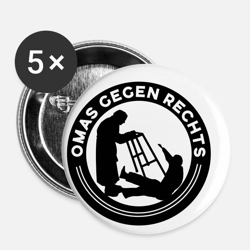 Omas gegen Rechts - Buttons klein 25 mm (5er Pack) - Weiß