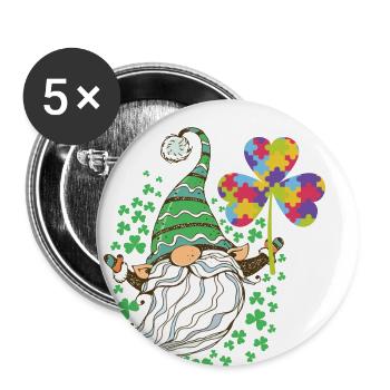 Sensibilisation à l'autisme Gnomes Shamro ... Sensibilisation à l'autisme - Lot de 5 petits badges (25 mm) - blanc - Devant