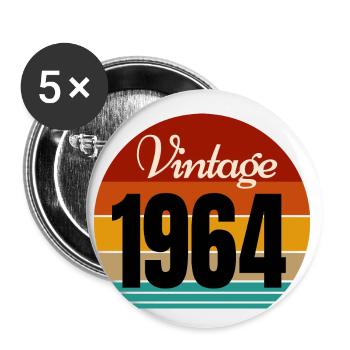 Jahrgang 1964 - Buttons klein 25 mm (5er Pack) - Weiß - Vorne